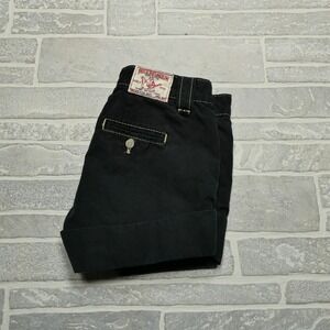 True Religion Shorts Womens Size 26 Black Thick‎ Hem Booty Hot Pants Measure 30"
